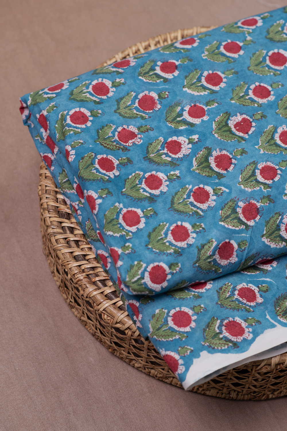 Dark Blue Sanganeri Cotton Fabric