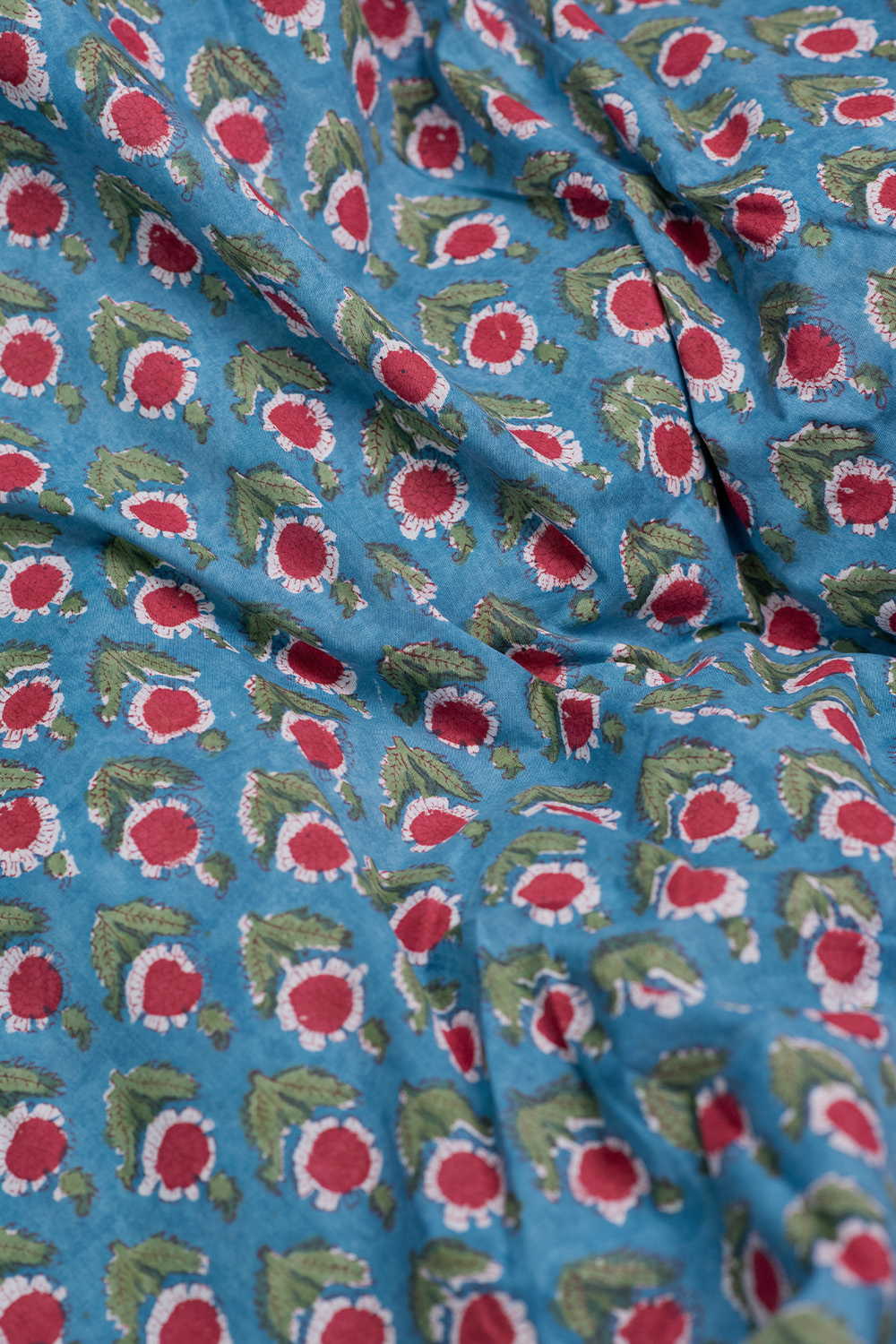 Dark Blue Sanganeri Cotton Fabric - Image 2