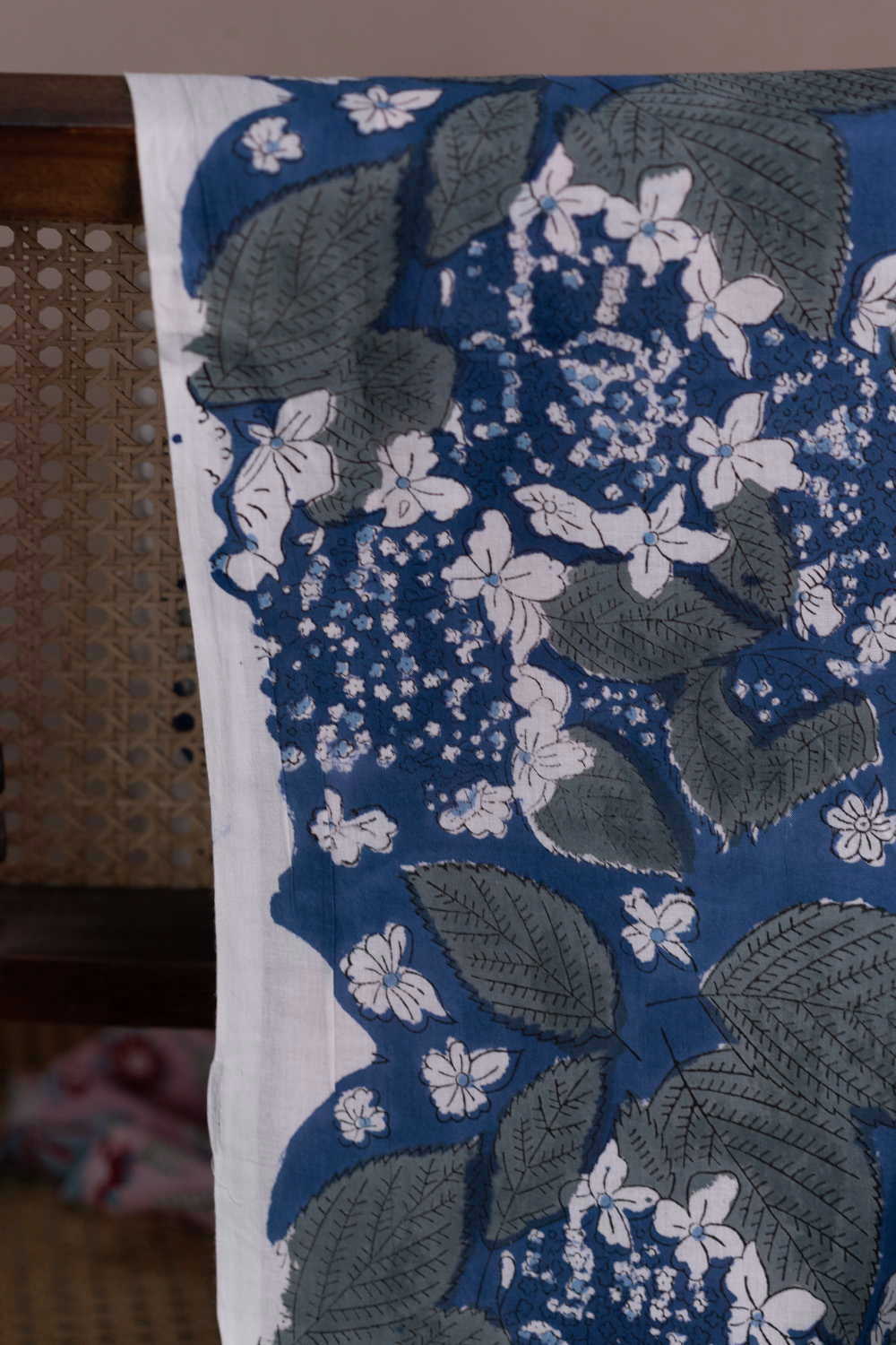 Sapphire Petal Sanganeri Cotton Fabric - Image 2