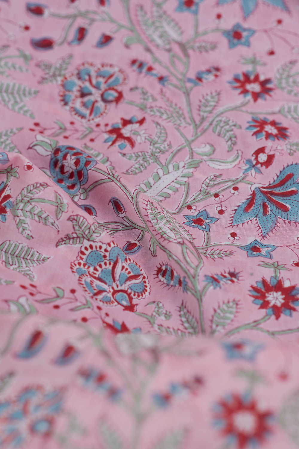 Blossom Meadow Sanganeri Cotton Fabric - Image 3