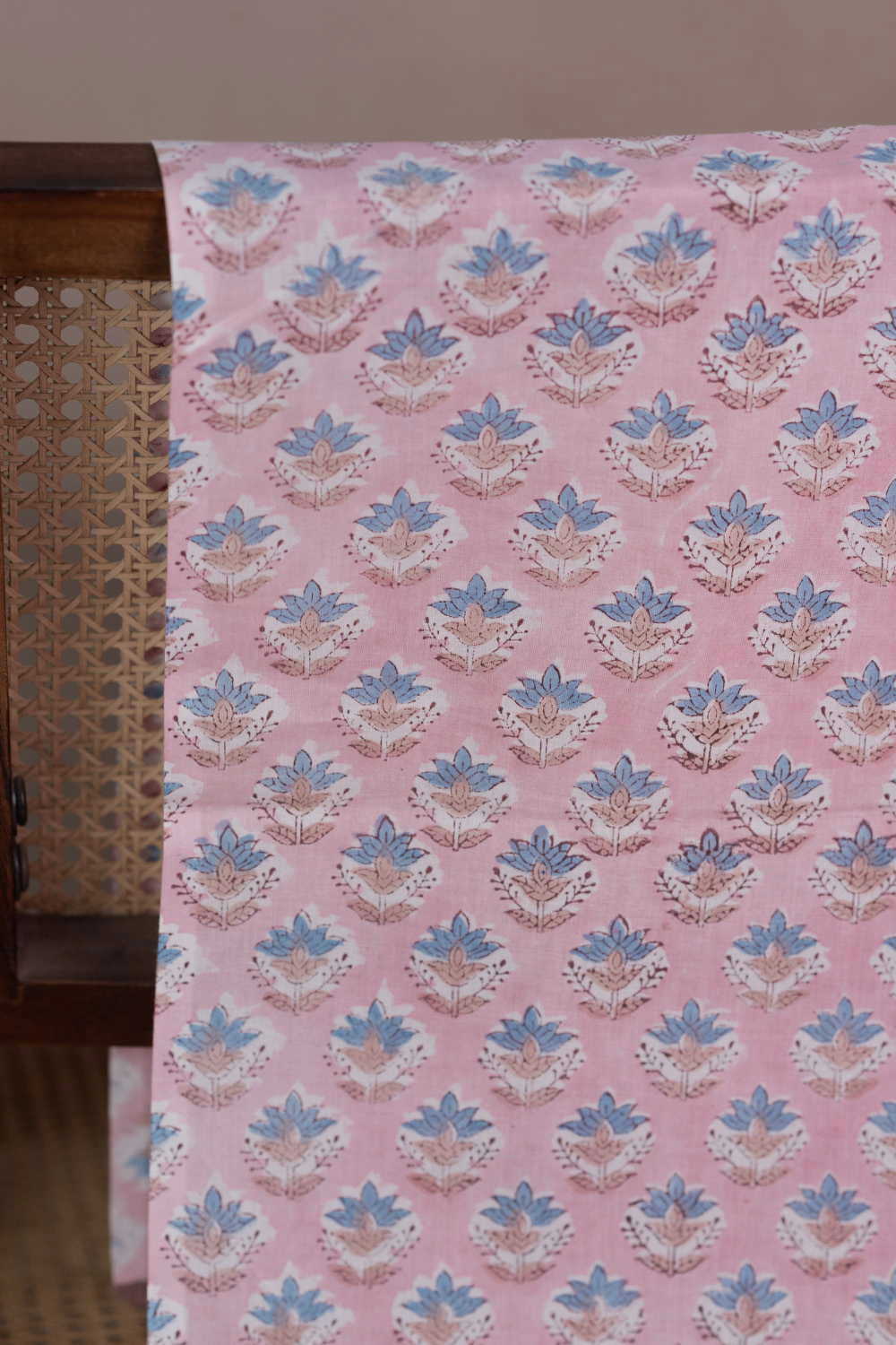 Petal Sprinkle - Pink Sanganeri Cotton Fabric