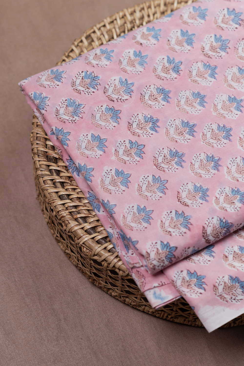 Petal Sprinkle - Pink Sanganeri Cotton Fabric - Image 2