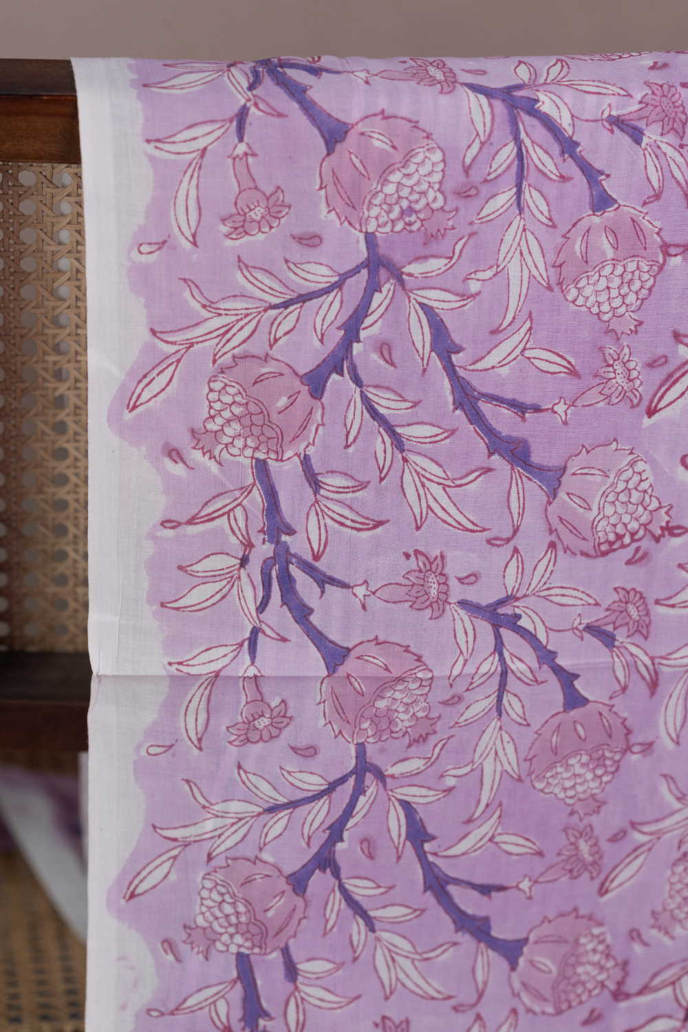 Soft Pink with Floral Sanganeri Cotton Fabric - Image 2