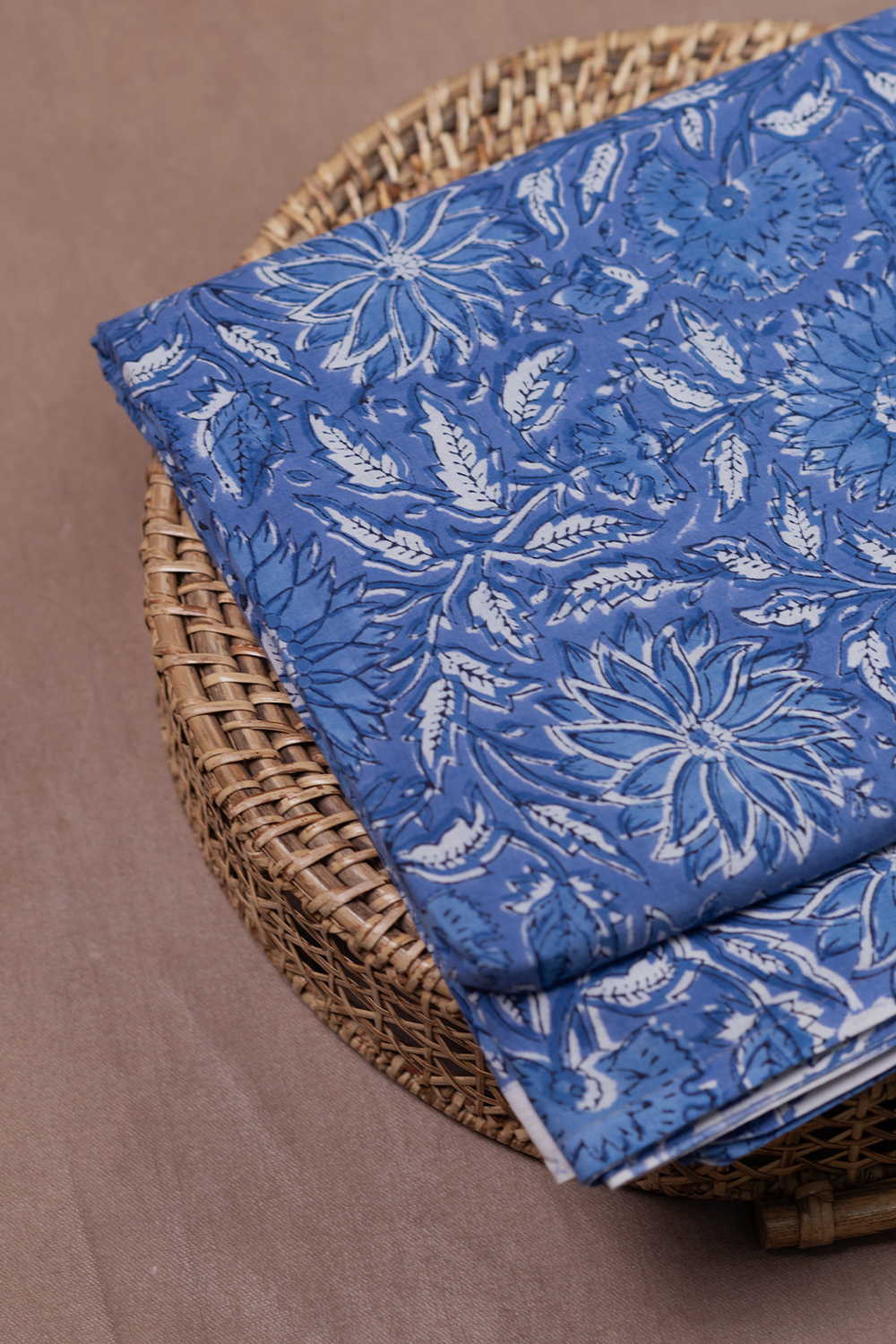 Sapphire Bloom Sanganeri Cotton Fabric