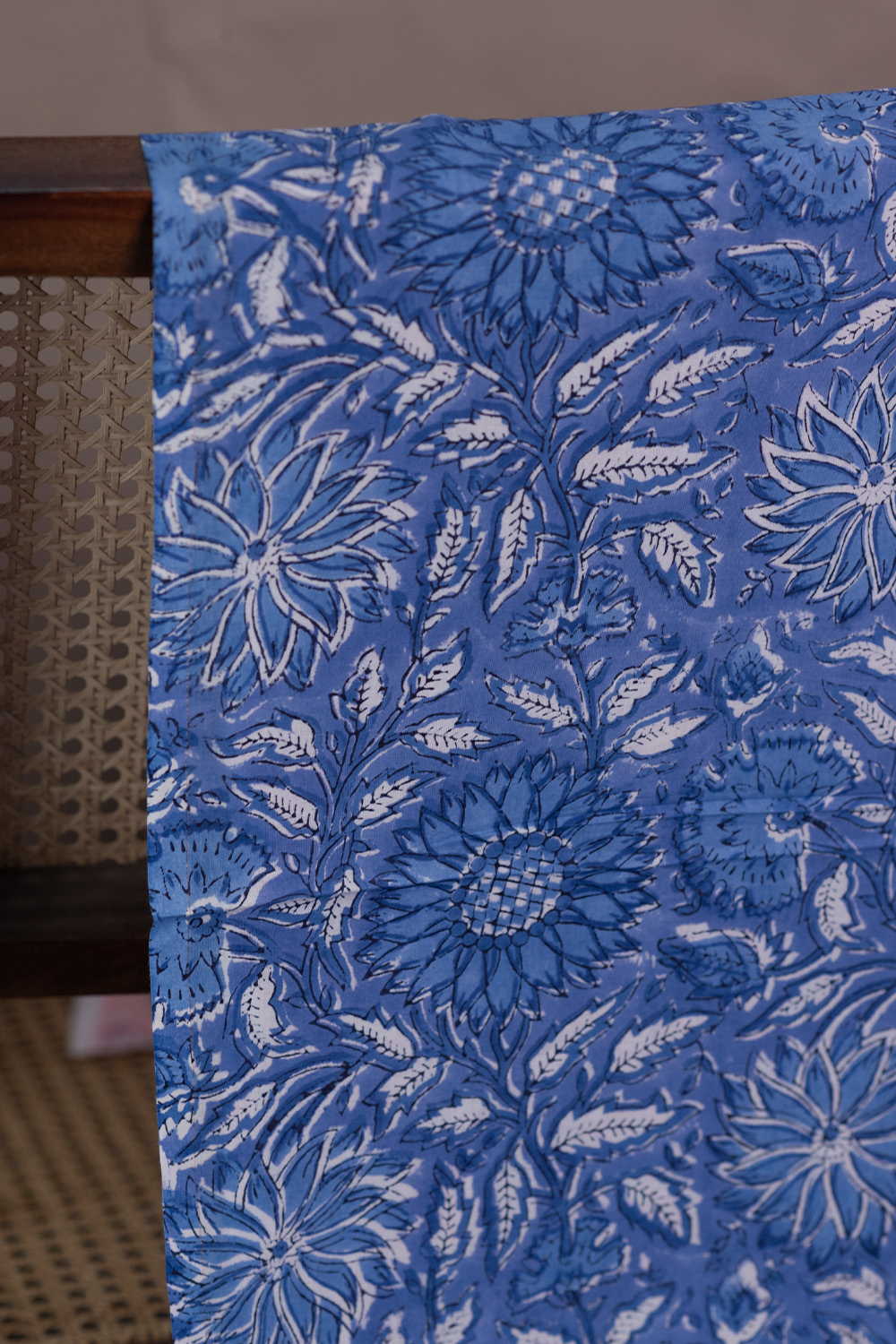Sapphire Bloom Sanganeri Cotton Fabric - Image 2