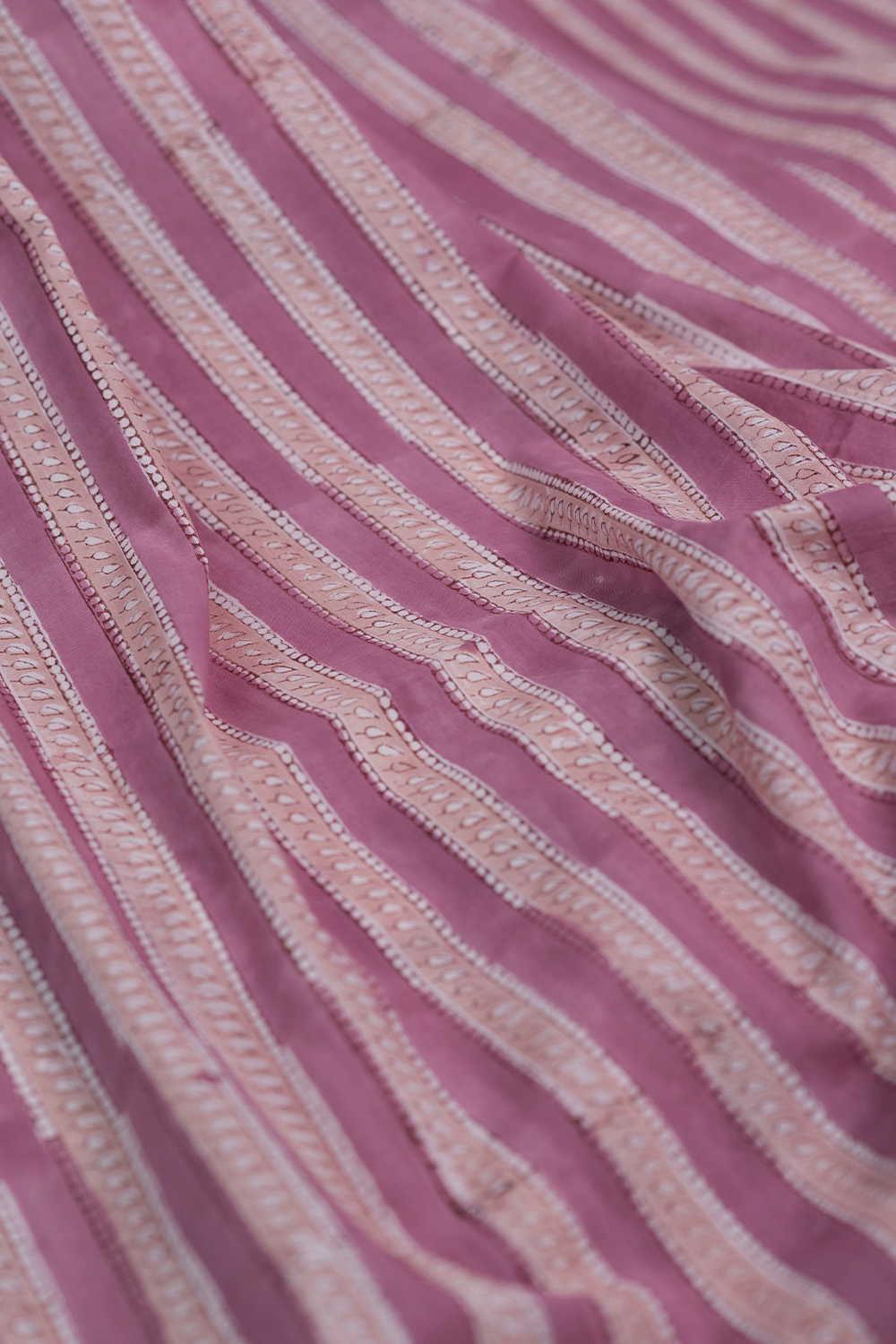 Soft Rose Line Sanganeri Cotton Fabric - Image 3