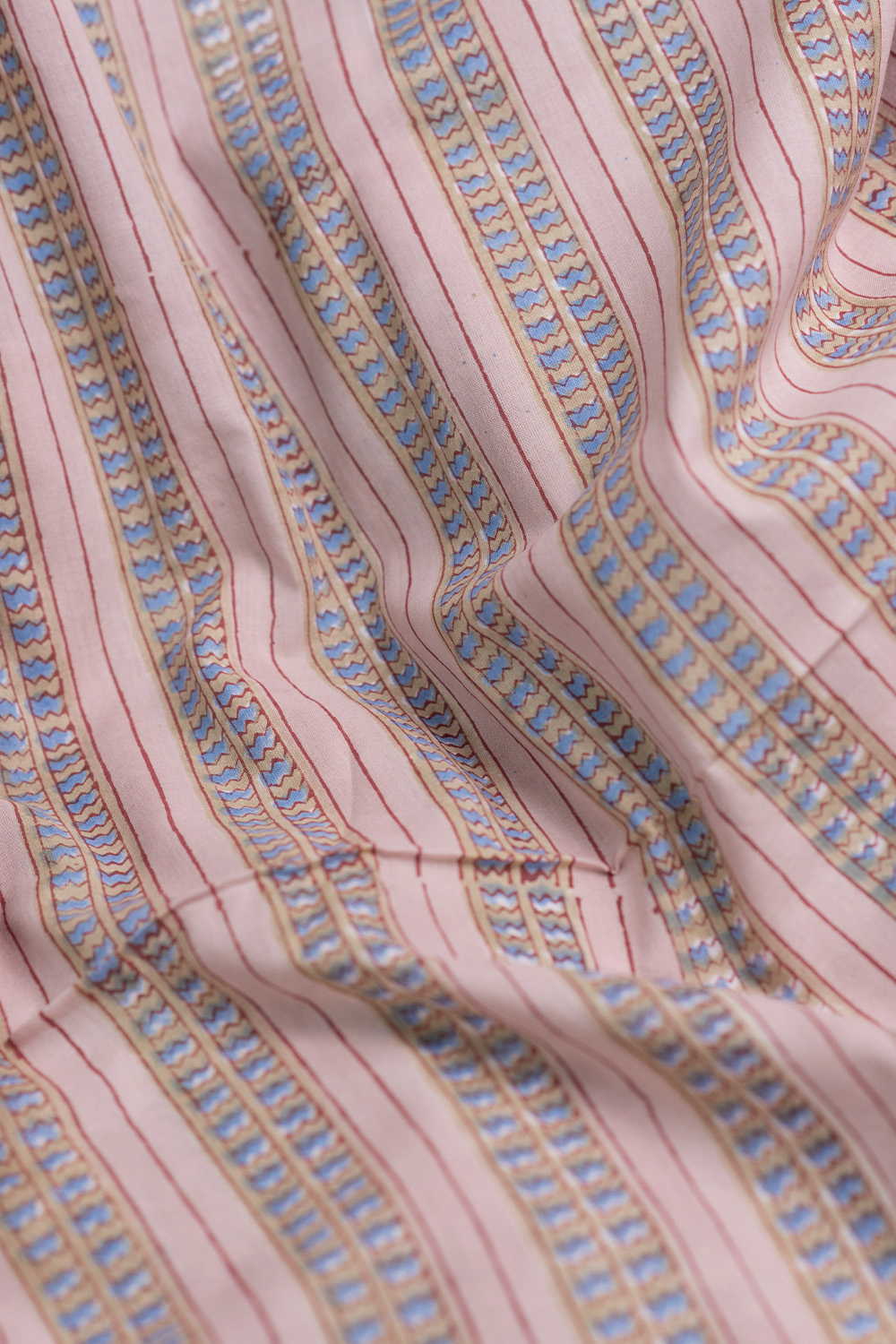 Beige - Stripe Sanganeri Cotton Fabric - Image 3