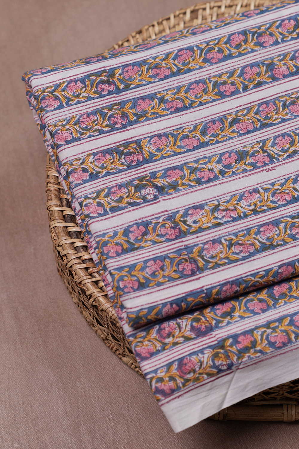 Endless Petal Trail Sanganeri Cotton Fabric