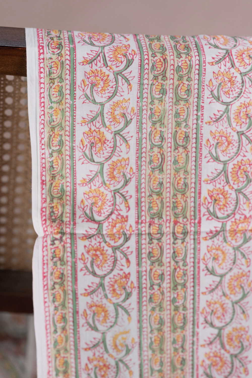 Blooming Pathways Sanganeri Cotton Fabric