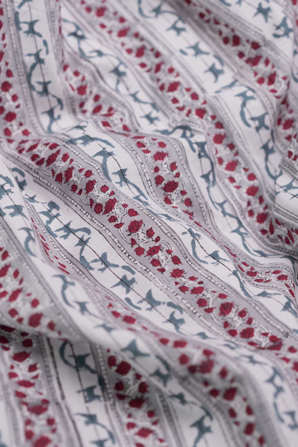 Floral Cadence Sanganeri Cotton Fabric - Image 3