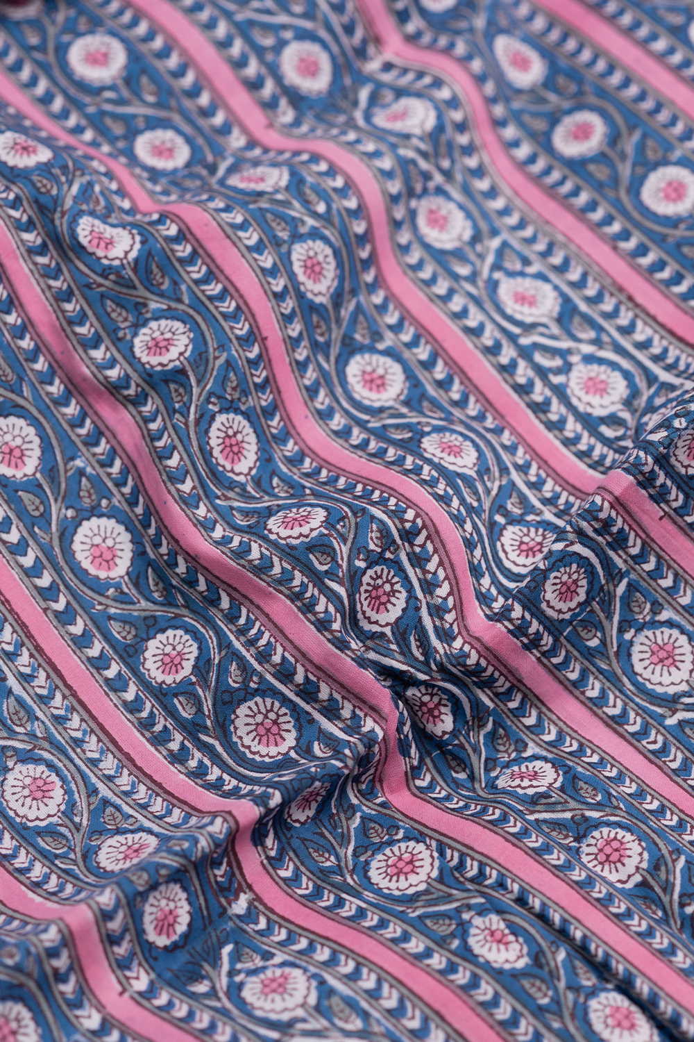 Blossom Flowline Sanganeri Cotton Fabric - Image 3