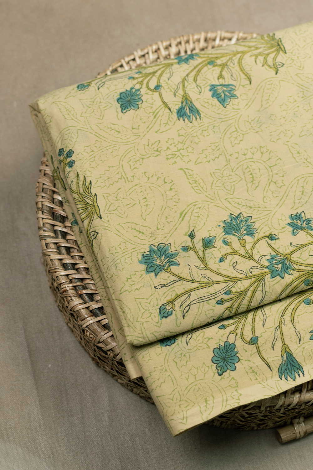 Big Motifs - Baby Yellow Sanganeri Cotton Fabric