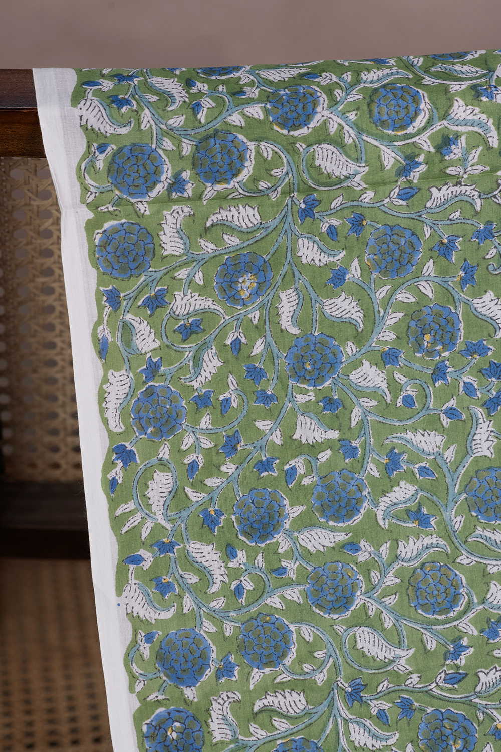 Green Garden Sanganeri Mul Cotton Fabric