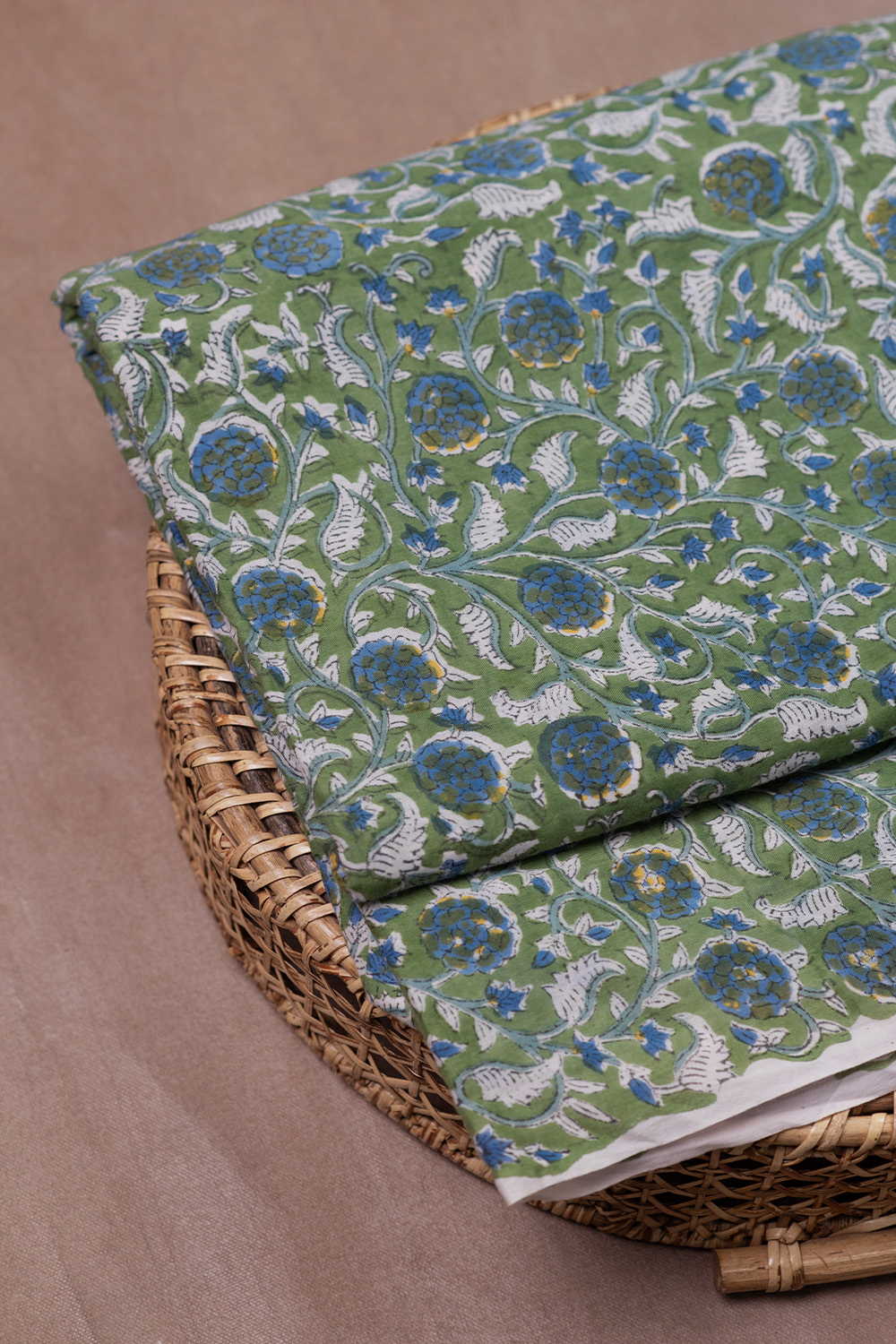Green Garden Sanganeri Mul Cotton Fabric - Image 2