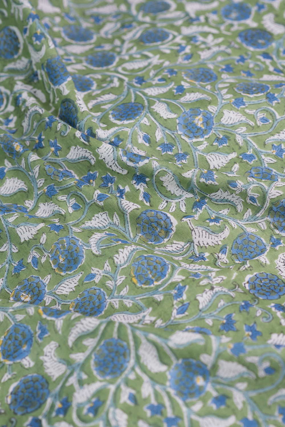 Green Garden Sanganeri Mul Cotton Fabric - Image 3