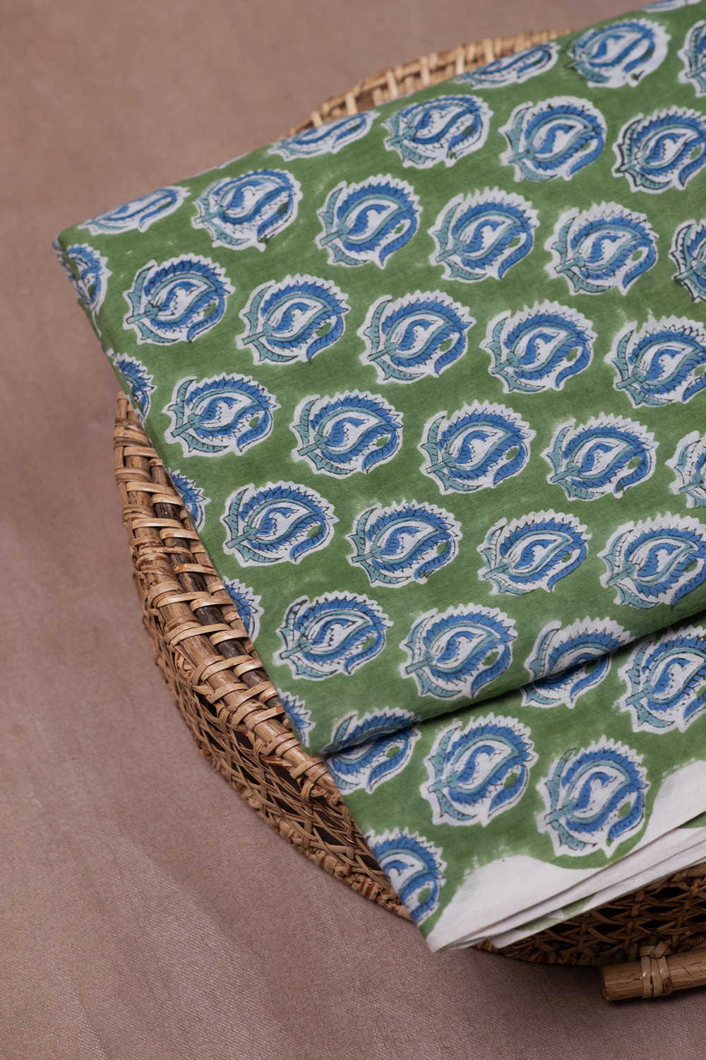 Paisley - Green Sanganeri Mul Cotton Fabric