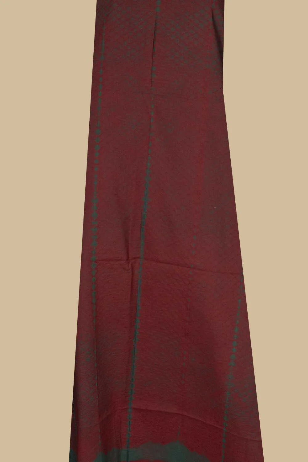 Green with Maroon Shibori Kurta Fabric - Image 2