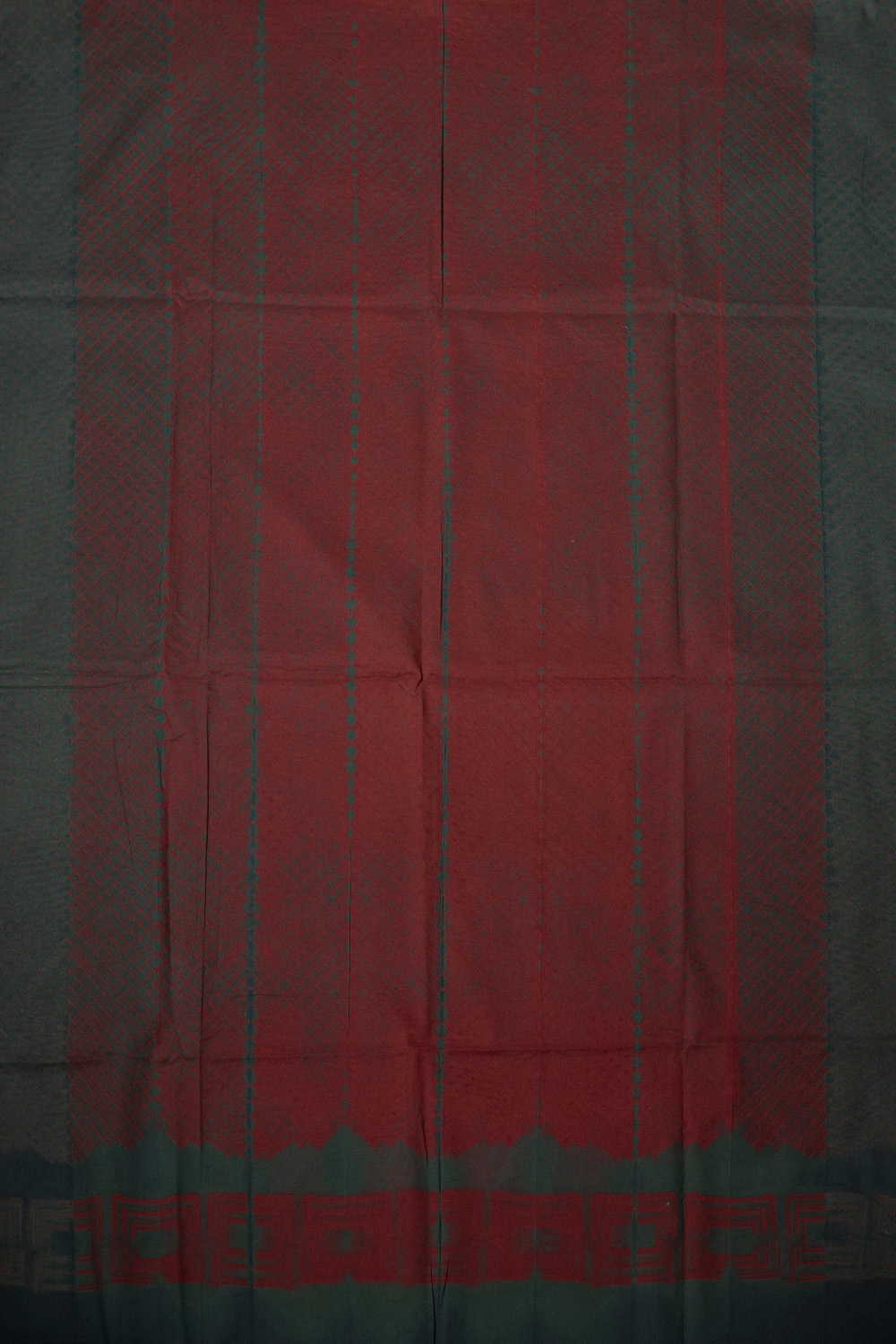 Green with Maroon Shibori Kurta Fabric - Image 3