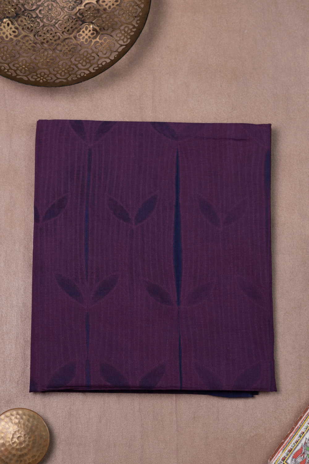 Purple Leaves Shibori Kurta Fabric