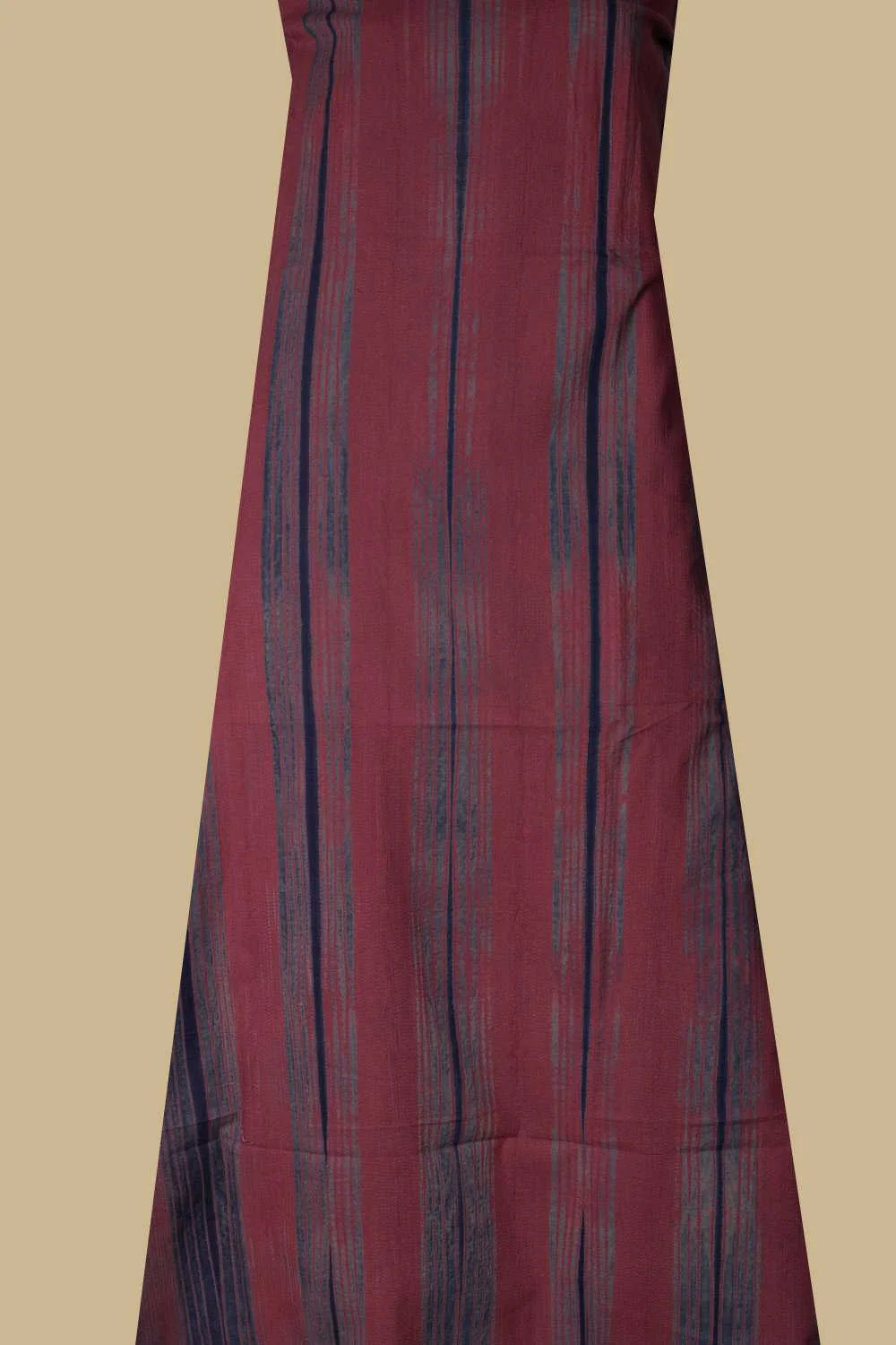 Muted Peach Blue Striped Shibori Kurta Fabric