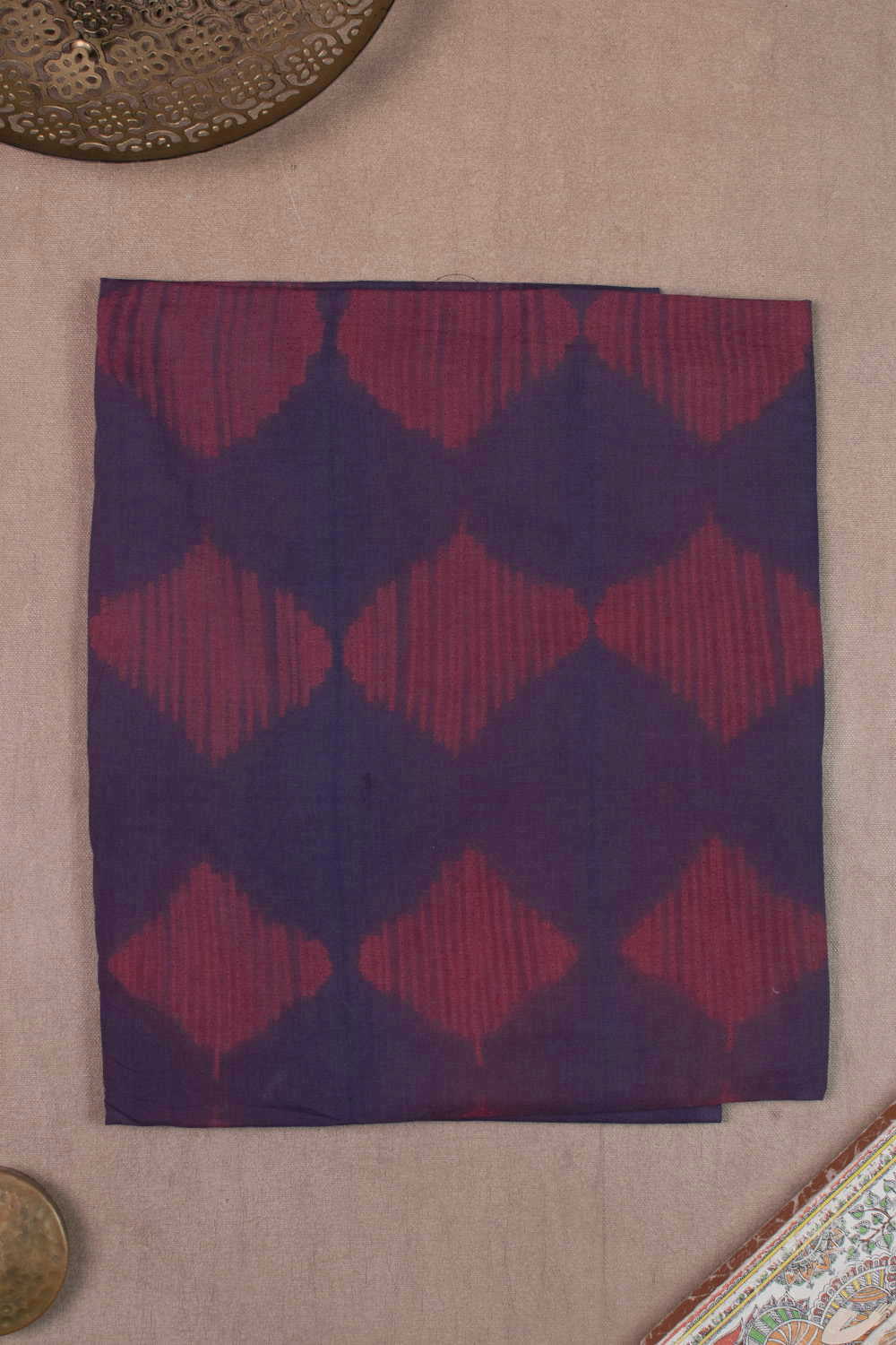 Wine Diamond Weave Shibori Kurta Fabric