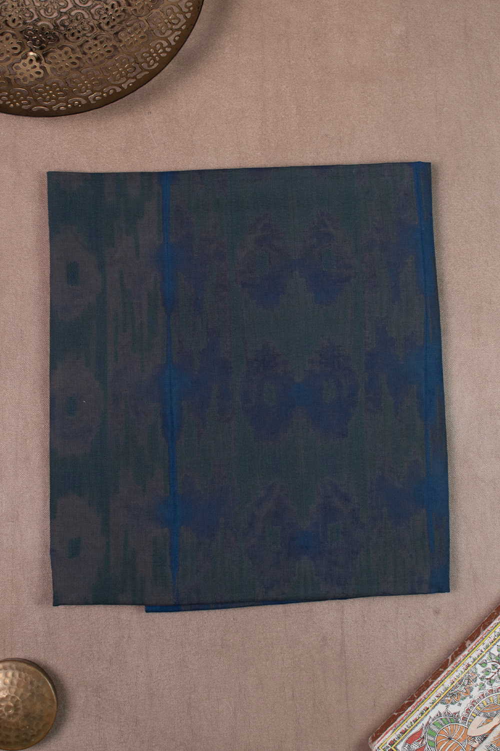 Faded green with Blue Shibori Kurta Fabric