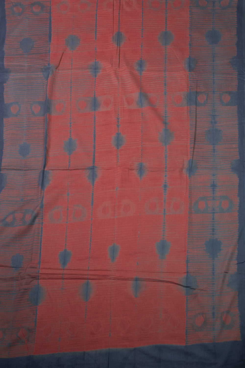 Brick Red Tribal Lines Shibori Kurta Fabric - Image 3
