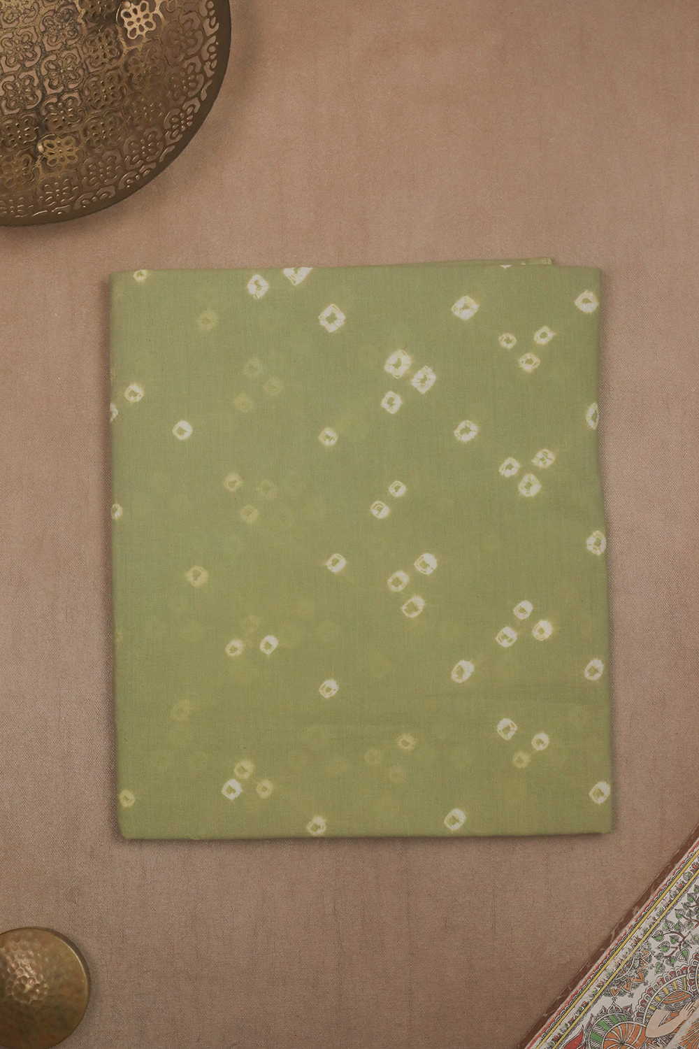 Light Yellowish Green Shibori Kurta Fabric