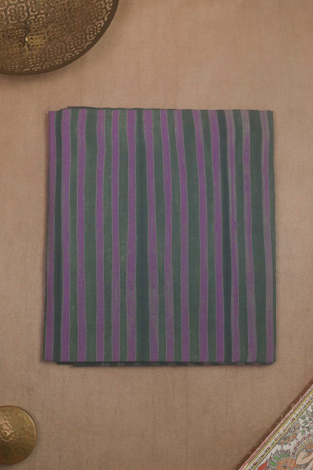 Green & Purple Shibori Kurta Fabric