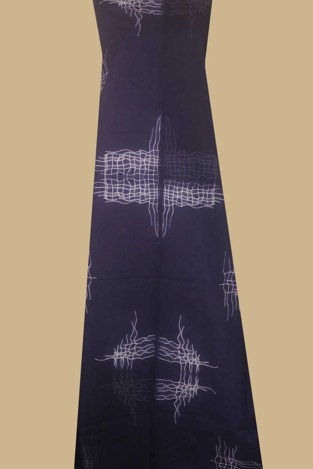 Purple Blue Random Threads Shibori Kurta Fabric - Image 2