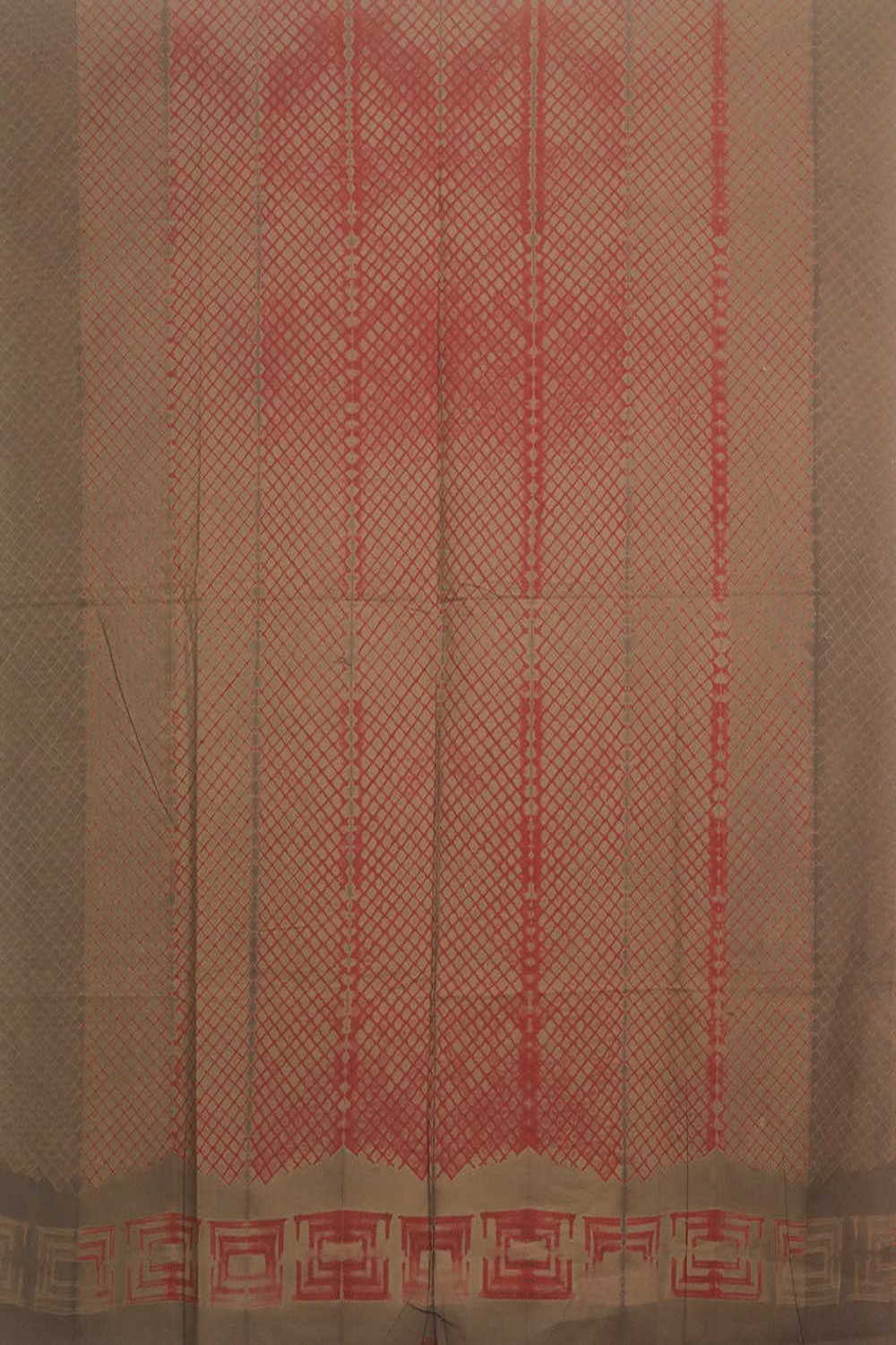 Brown with rust red - Shibori Kurta Fabric - Image 3