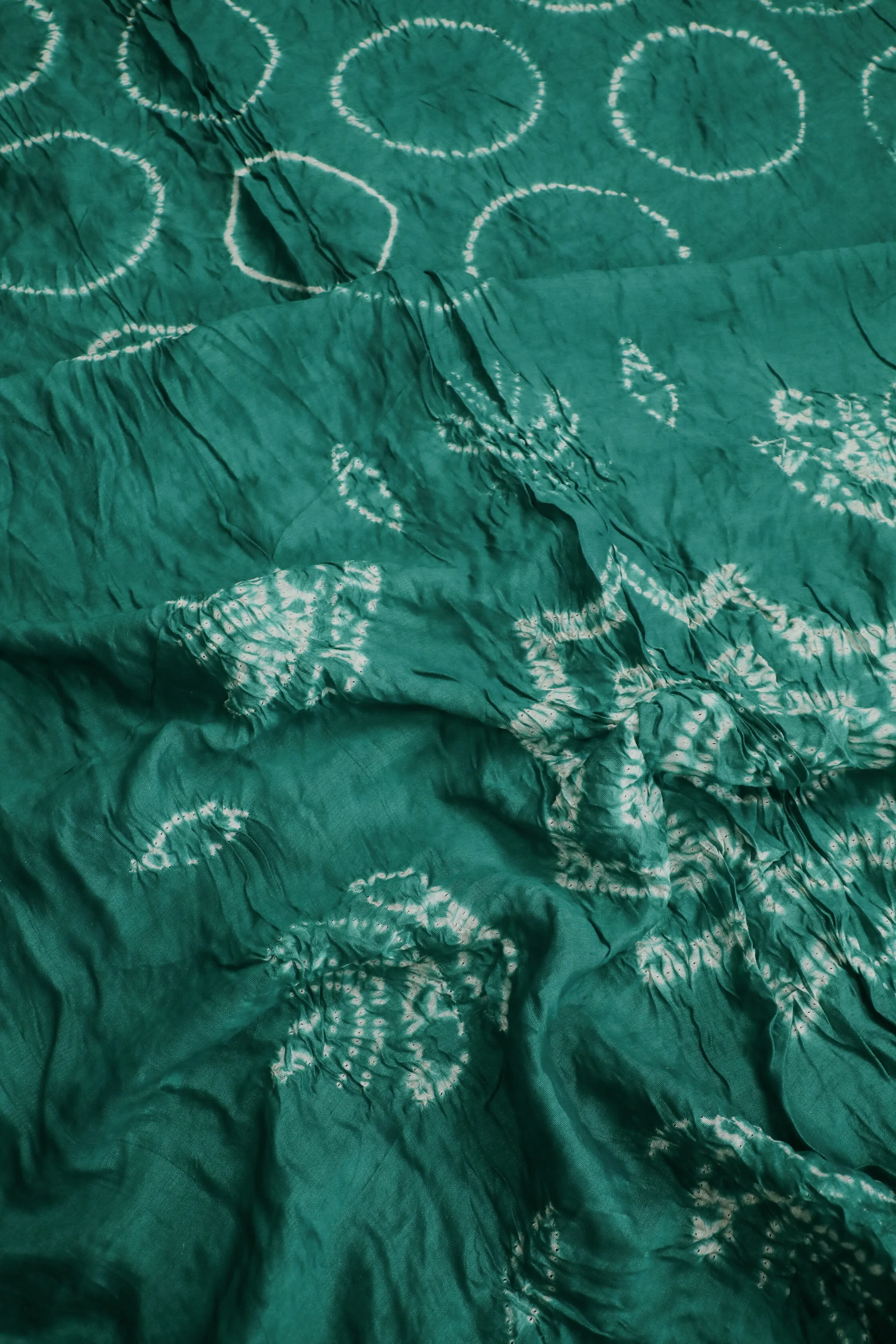 Green Shibori Silk Cotton saree - Image 3