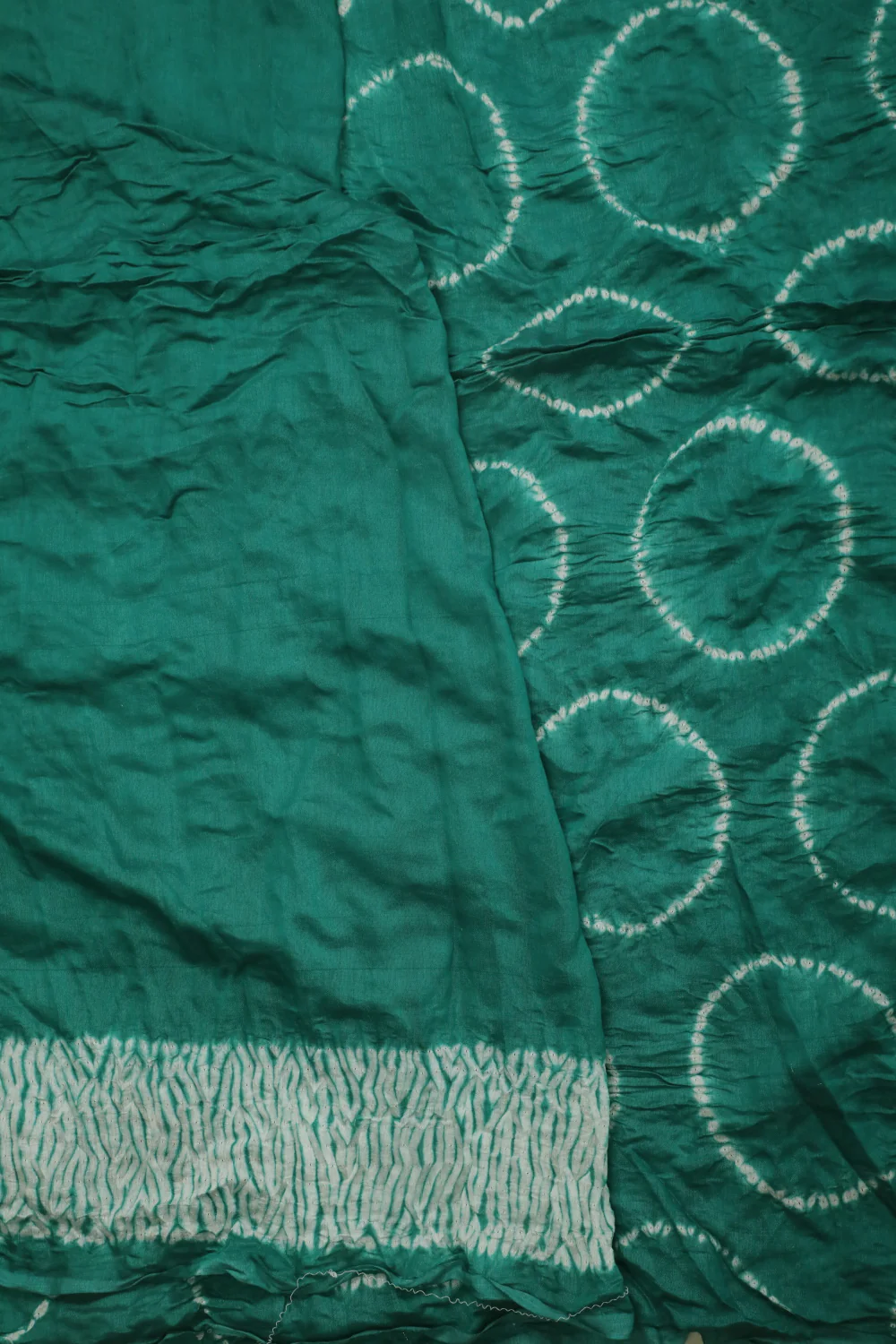 Green Shibori Silk Cotton saree - Image 4