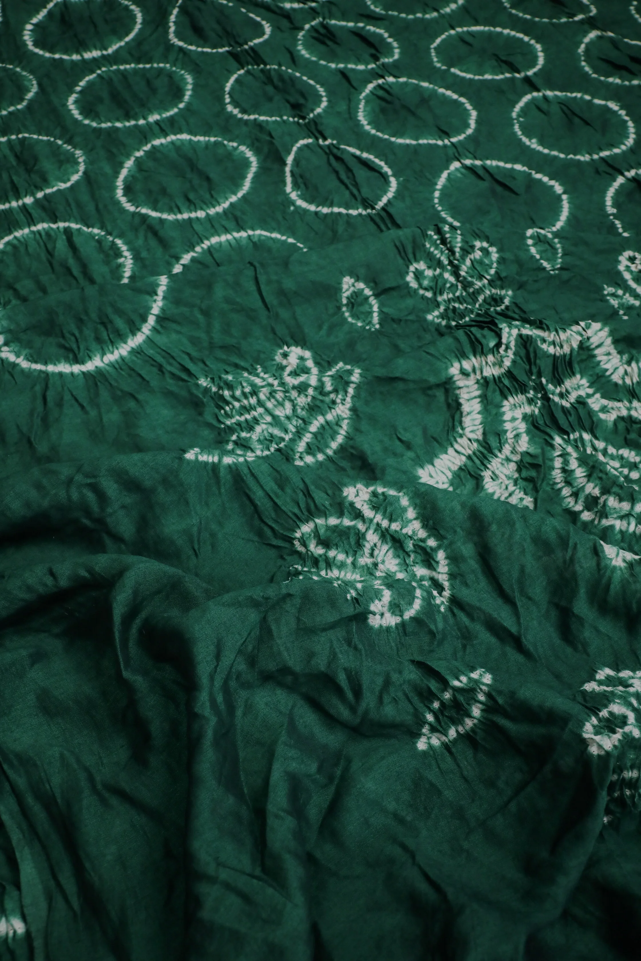 Leaf Green Shibori Silk Cotton saree - Image 3