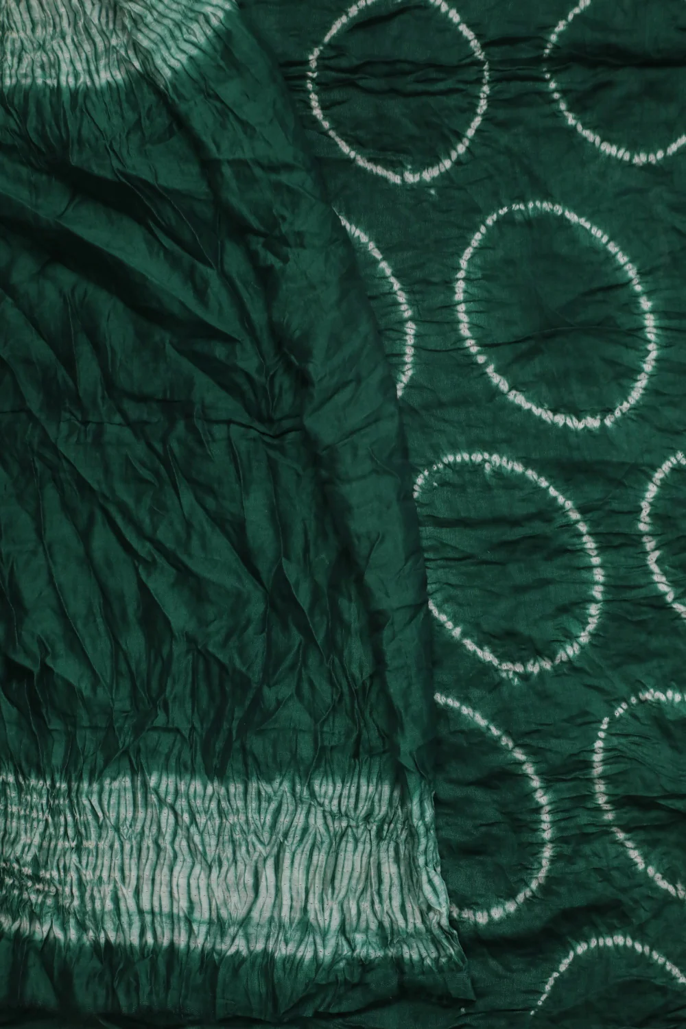 Leaf Green Shibori Silk Cotton saree - Image 4
