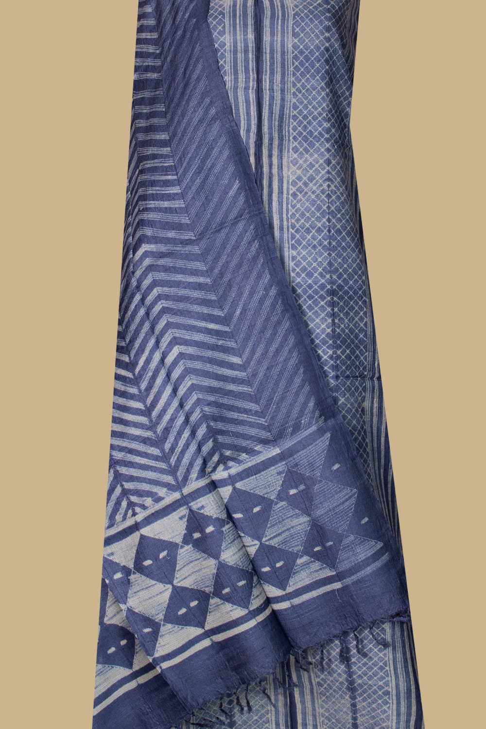 Electric Blue Shibori Tussar Top & Dupattas - Image 3