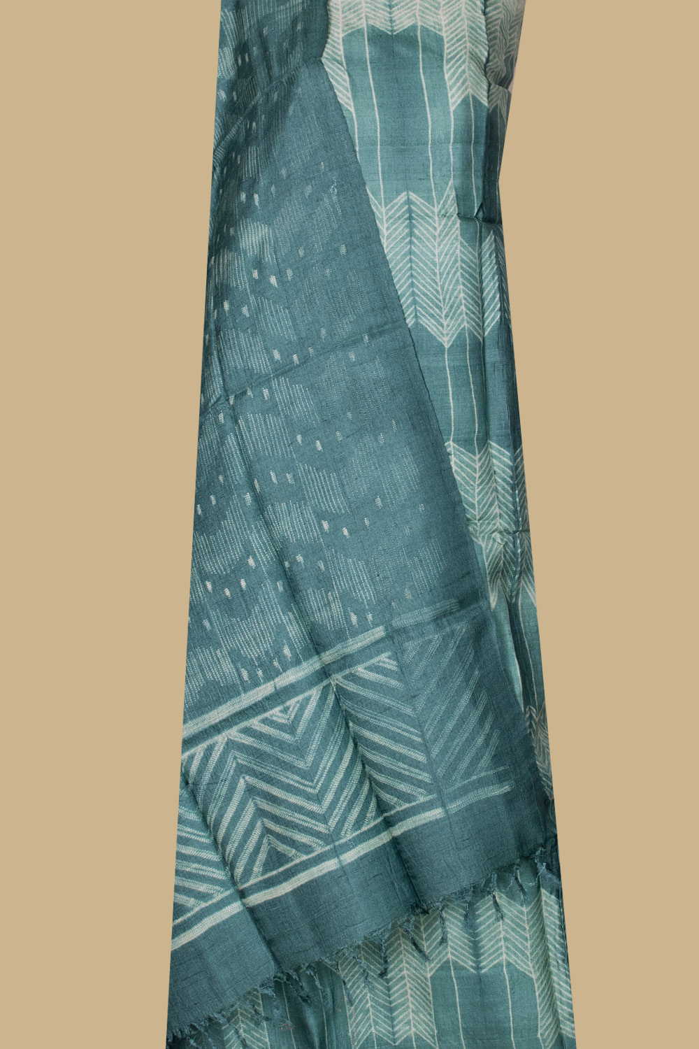 Cadmium Green Shibori Tussar Top & Dupattas