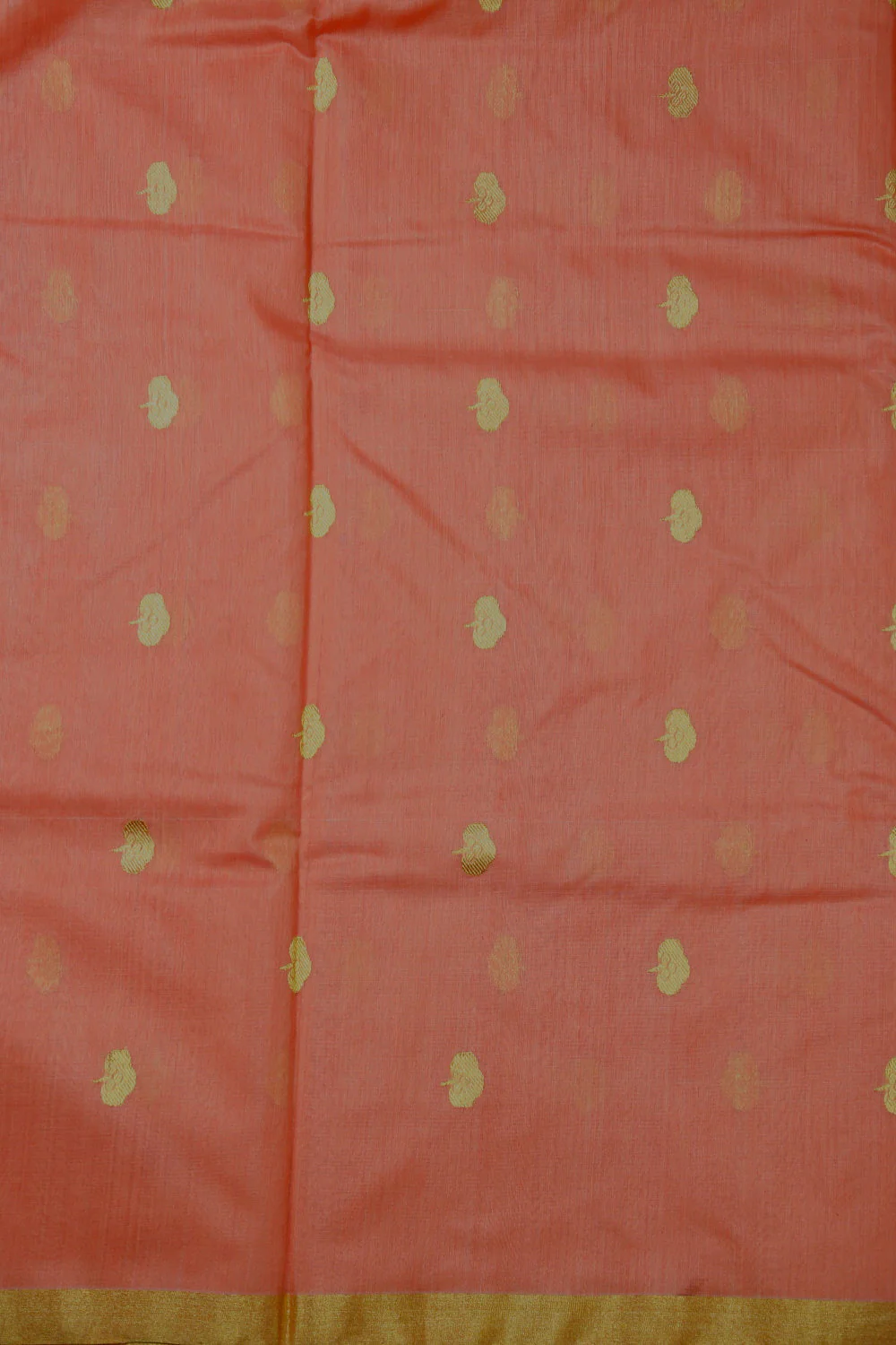 Peachy Pink Handwoven Chanderi Butta Fabric - Image 3