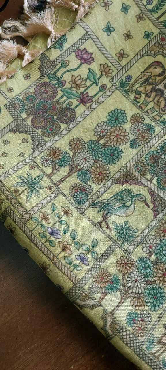 Yellow Handwoven Kanchi Silk Dupatta - Image 4