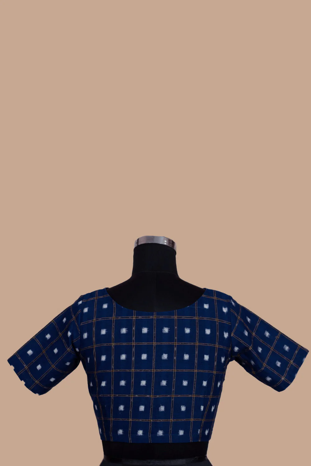 Dark Blue Double Ikat Cotton Stitched Blouse-34,36,38,40,42 - Image 5