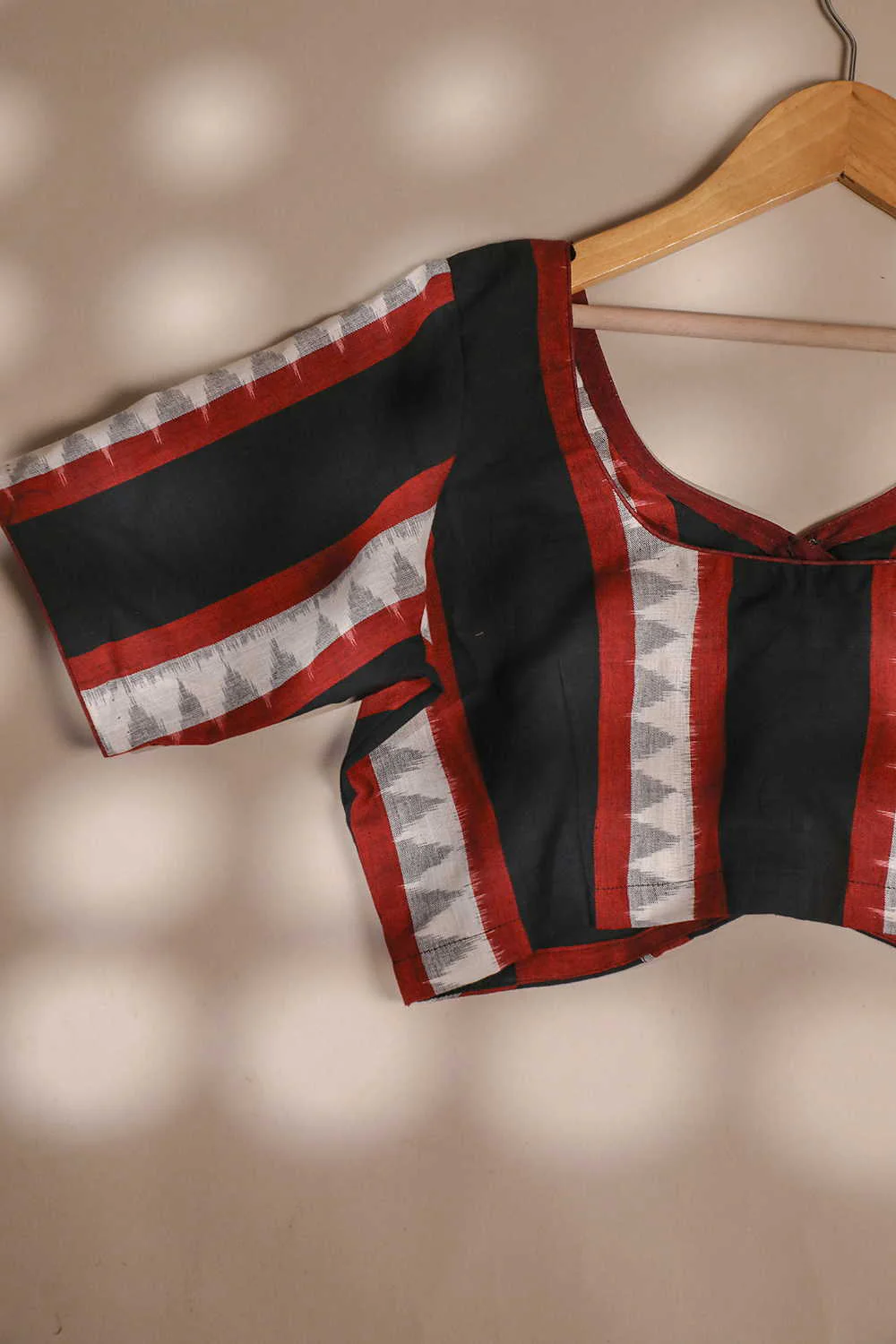 Maroon Striped Ikat Stitched Blouse - 34,36,38,40,42 - Image 2
