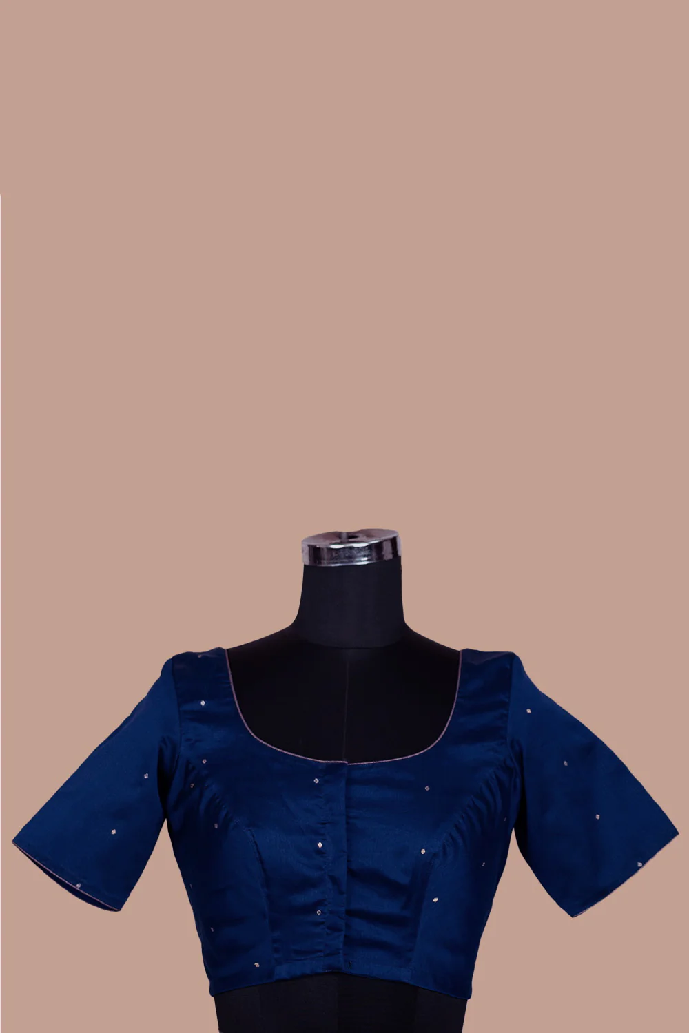 Royal Blue Handwoven Chanderi Stitched Blouse - 32,34,36,38,40,42 - Image 4