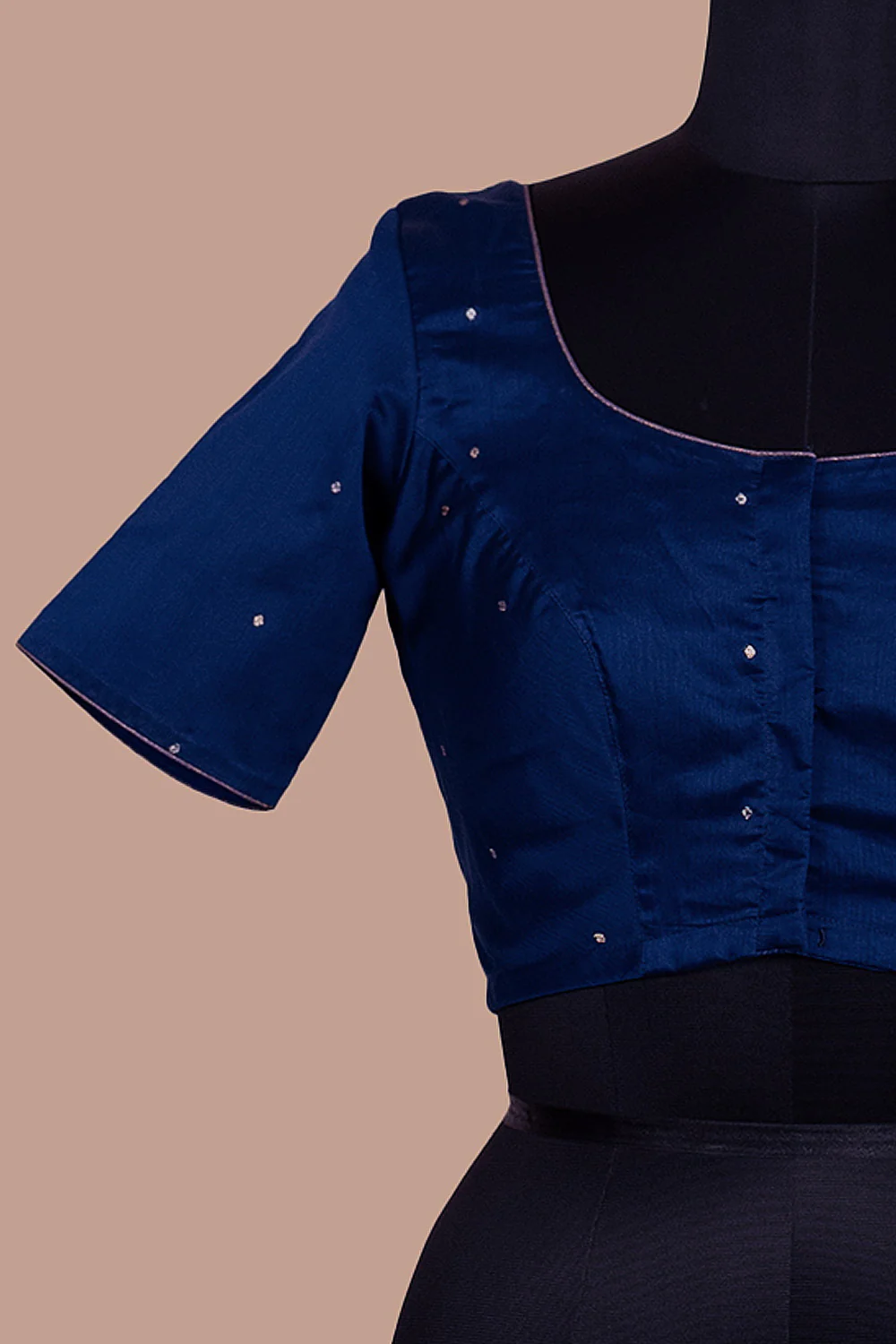 Royal Blue Handwoven Chanderi Stitched Blouse - 32,34,36,38,40,42 - Image 5