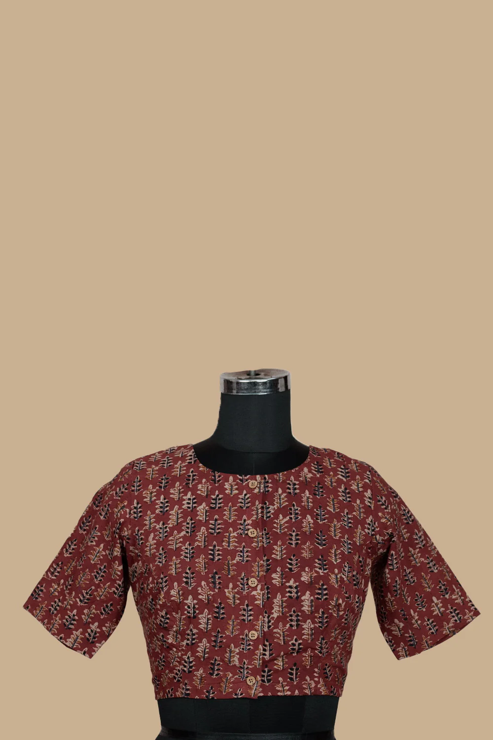 Maroon Printed kalamkari Stitched Blouse - 34,36,38,40,42 - Image 4
