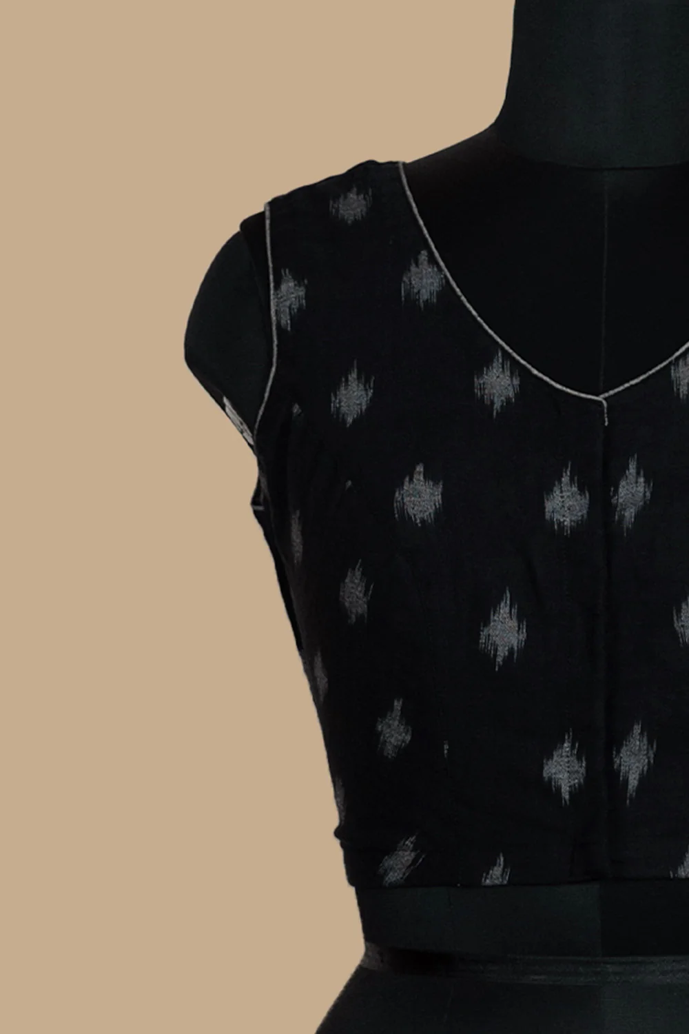 Ikat Kalamkari Sleeveless Stitched Blouse - 32,34,36,38,40,42,44 - Image 5