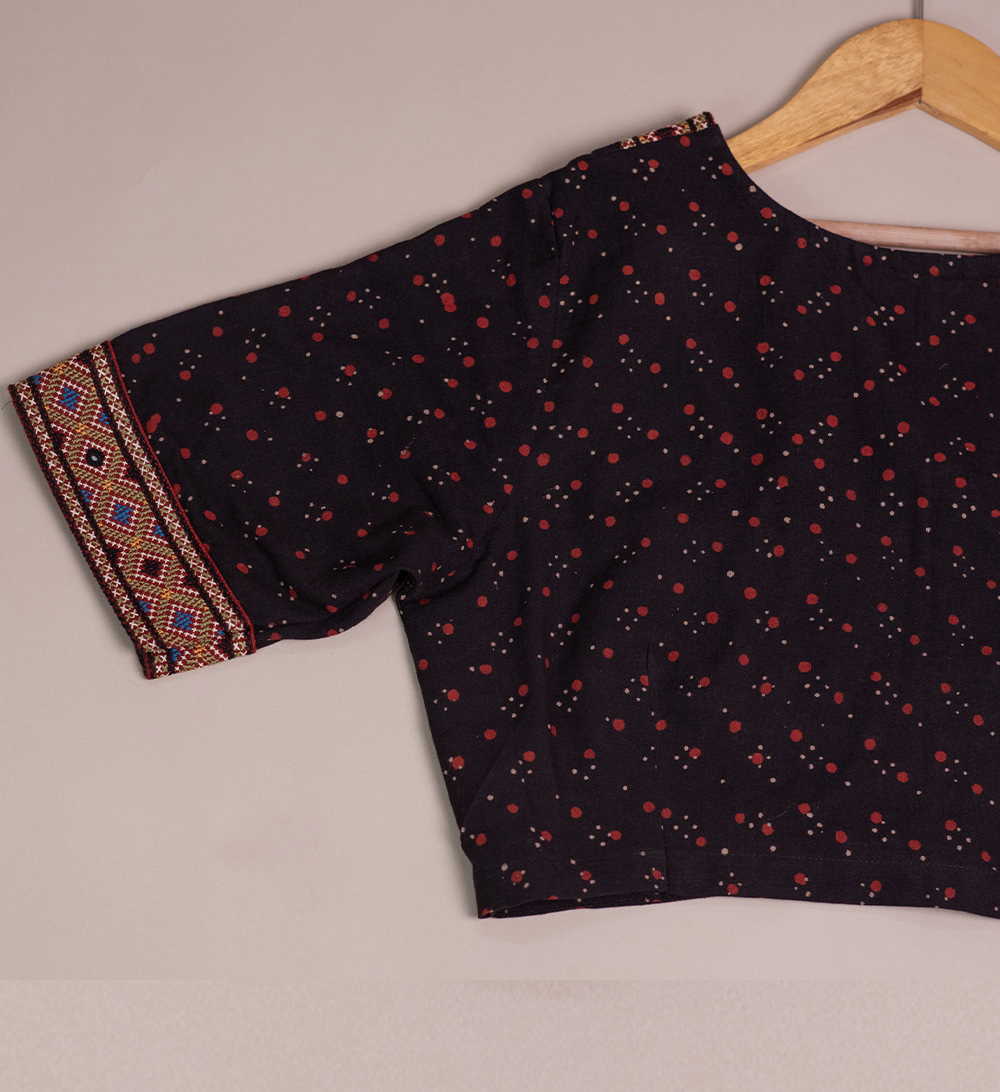 Black Ajrak Kutch Embroidered Stitched Blouse 36,38,40,42 - Image 2