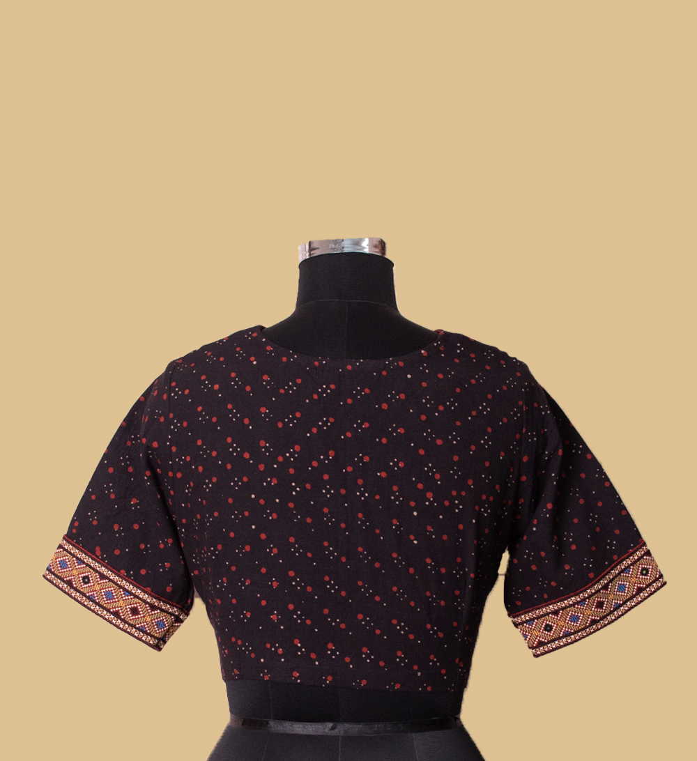 Black Ajrak Kutch Embroidered Stitched Blouse 36,38,40,42 - Image 4
