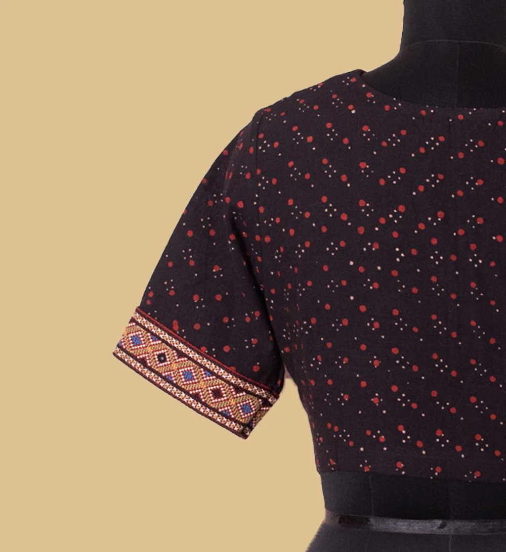 Black Ajrak Kutch Embroidered Stitched Blouse 36,38,40,42 - Image 6