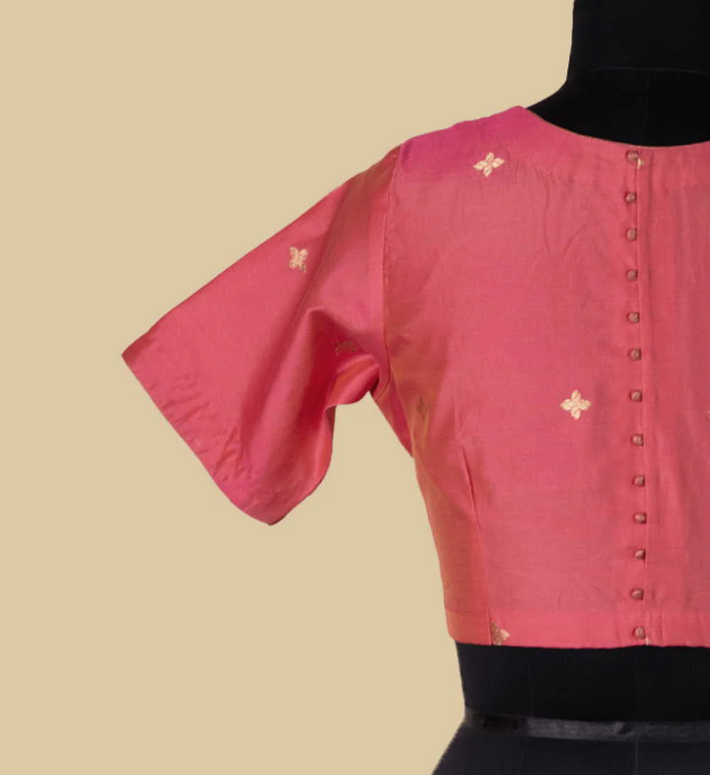 Peach Chanderi Silk Cotton Stitched Blouse 32,34,36,38,40,42 - Image 6