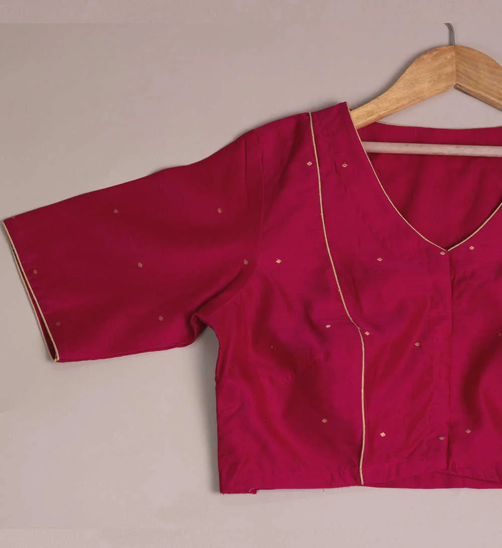 Fuschia Pink Chanderi Silk Cotton Stitched Blouse 32,34,36,38,40,42